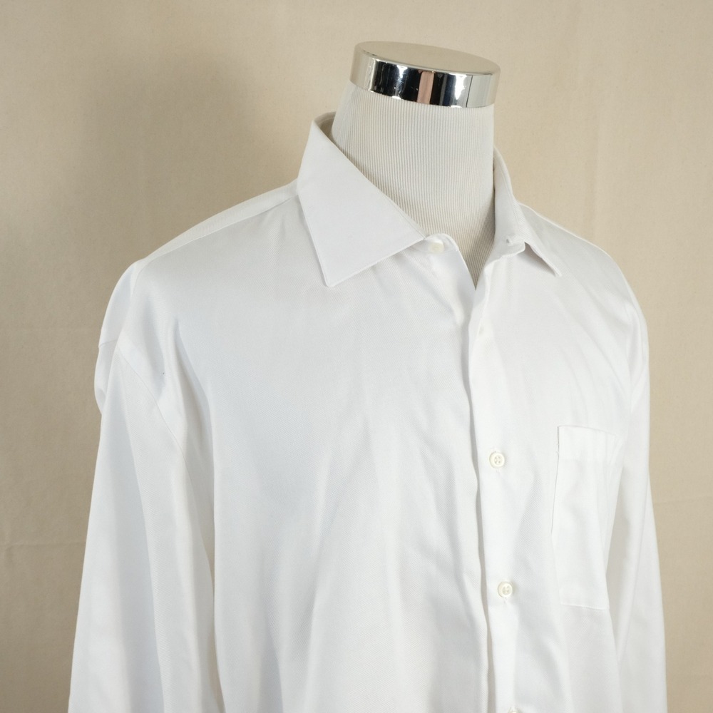 Pronto Uomo 18 34/35 Slim Fit Dress Shirt All White Non-Iron 100% Cotton Mens